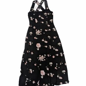 Vintage Black Floral Maxi Dress